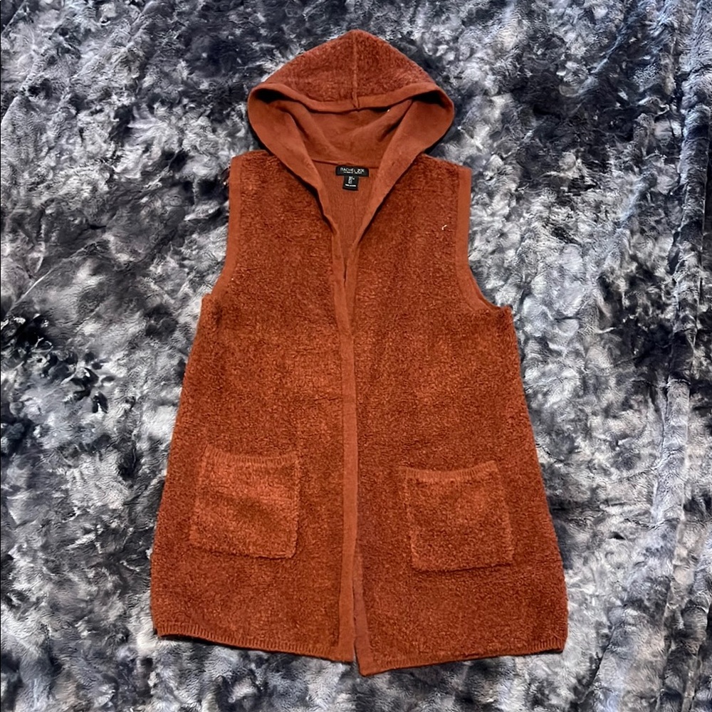 Rachel Zoe Rust Orange Sleeveless Cardigan Size Large